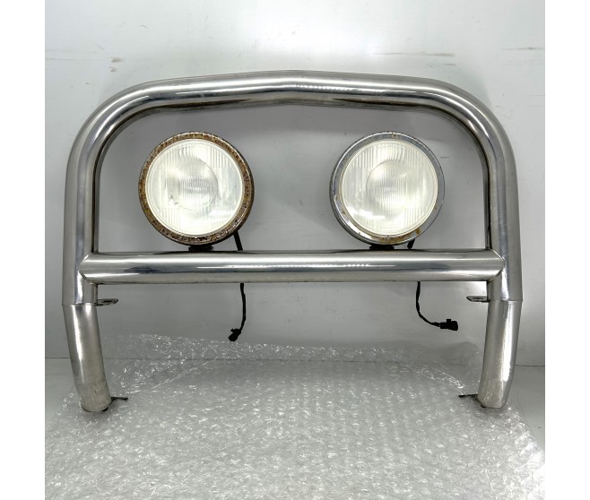 FRONT CHROME BULL BAR WITH SPOT LIGHTS FOR A MITSUBISHI V20-50# - FRONT CHROME BULL BAR WITH SPOT LIGHTS