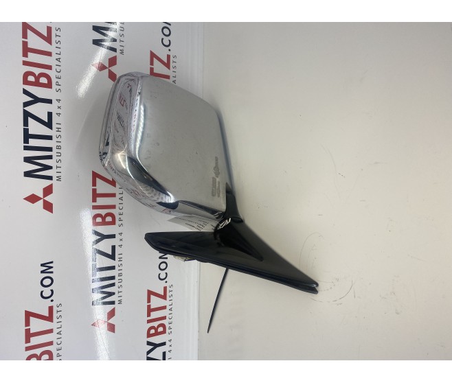 FRONT LEFT DOOR CHROME WING MIRROR 3 WIRES FOR A MITSUBISHI V30,40# - FRONT LEFT DOOR CHROME WING MIRROR 3 WIRES