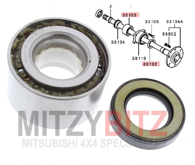 REAR AXLE SHAFT BEARING AND OIL SEAL FOR A MITSUBISHI L200 - K74T