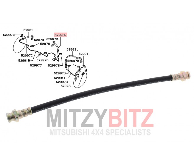FRONT BRAKE HOSE 330MM FOR A MITSUBISHI DELICA SPACE GEAR/CARGO - PD6W