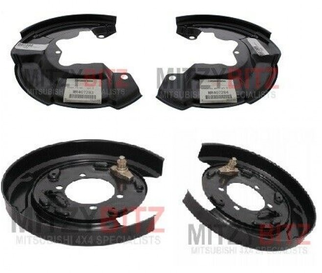 ALL 4 REAR BRAKE DISC DUST COVER BACKING PLATE KIT FOR A MITSUBISHI PAJERO/MONTERO - V96W