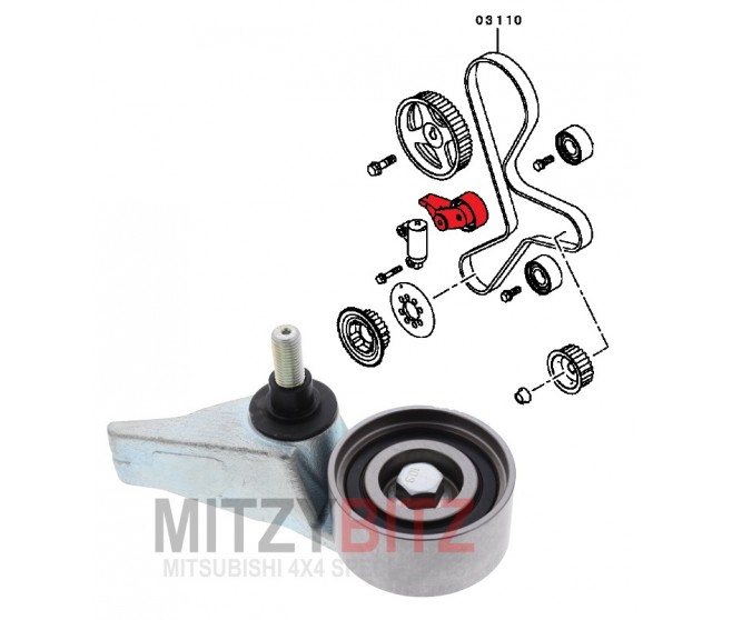 TIMING BELT TENSIONER ARM AND PULLEY FOR A MITSUBISHI L200,TRITON,STRADA - KL3T