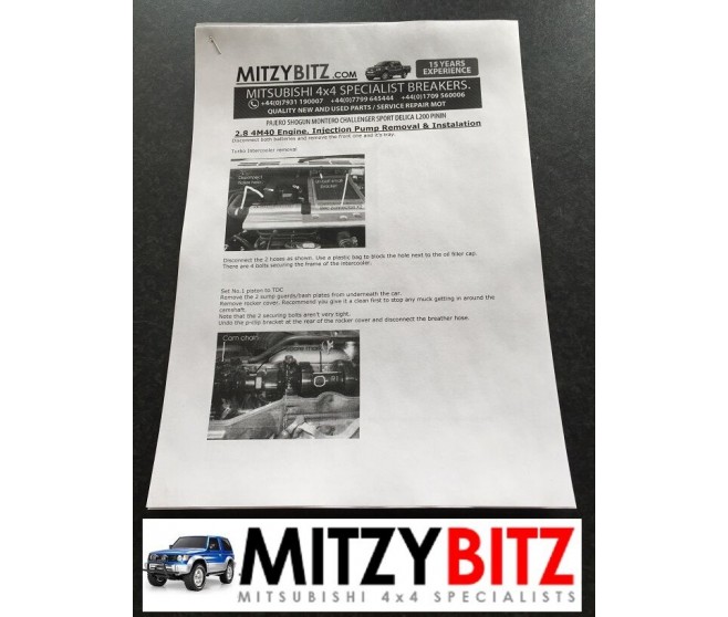 FUEL PUMP REMOVAL AND SEAL FITTING INSTRUCTIONS  FOR A MITSUBISHI L200 - K74T